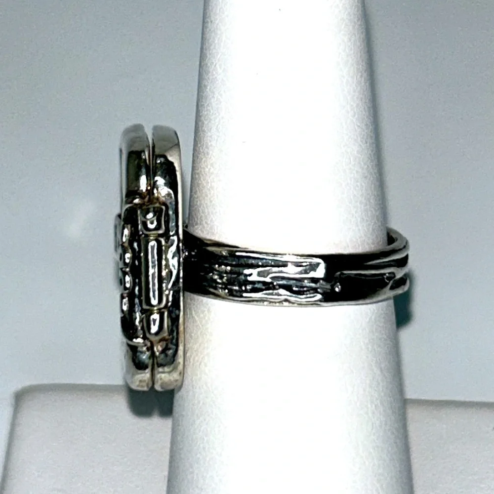 NWOT Passage to Israel Sterling Silver Genuine Blue Topaz Evil Eye Locket Ring